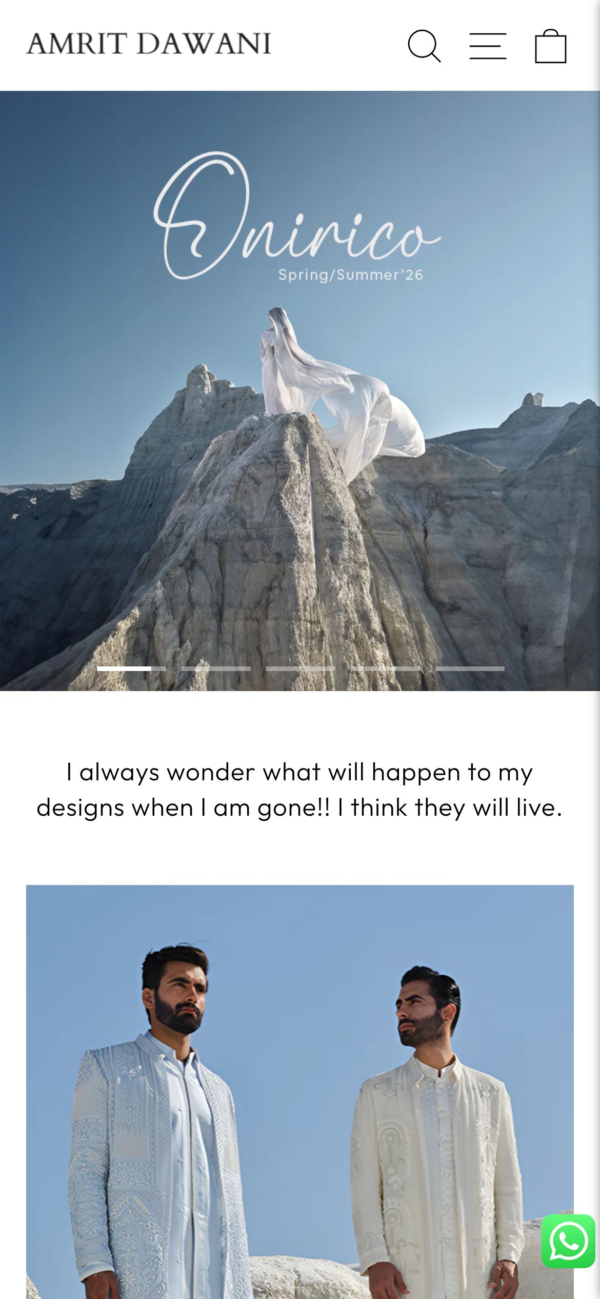 Amrit Dawani website - mobile