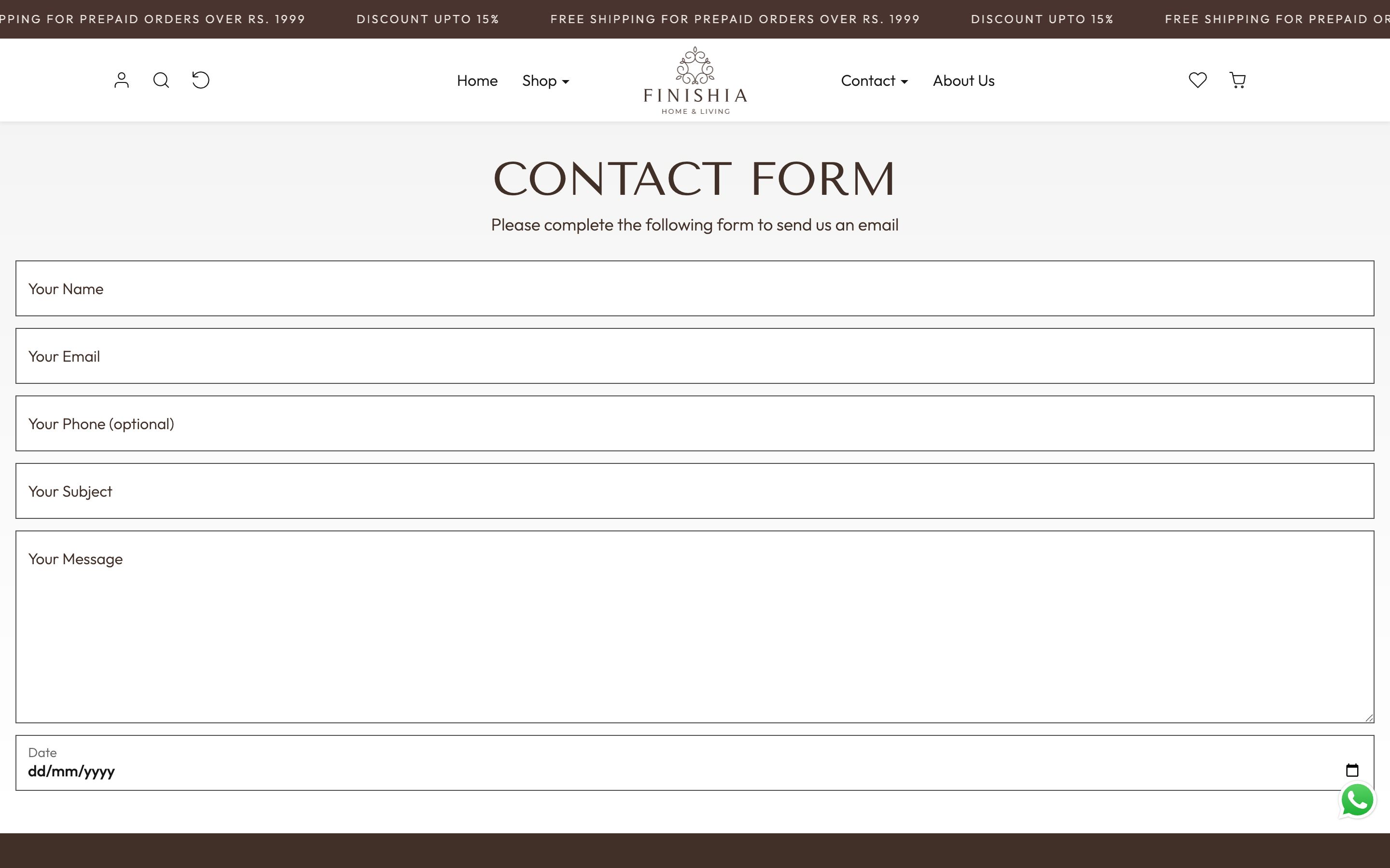 Finishia Living Contact / booking page