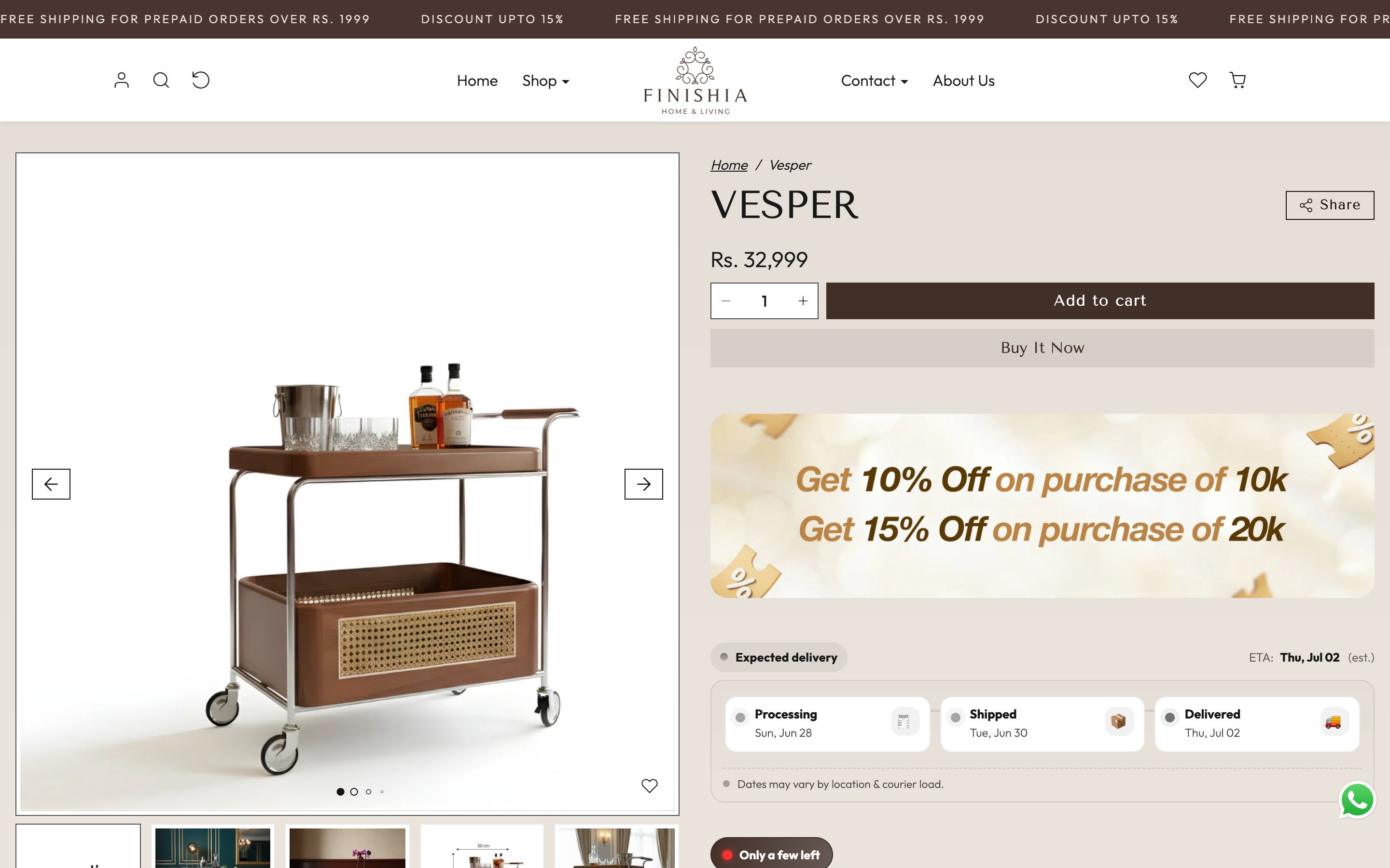 Finishia Living Single product page