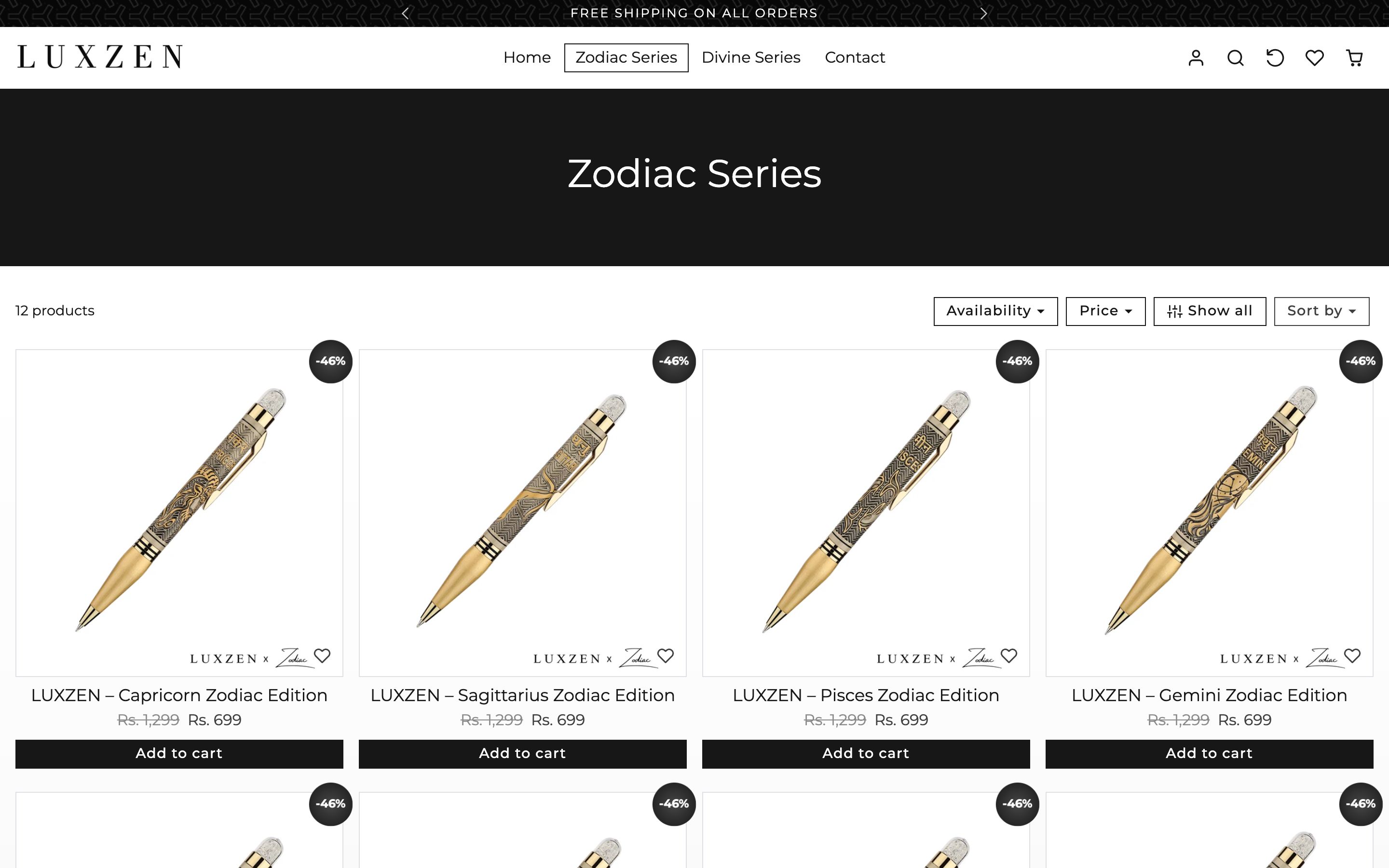 Luxzen Collection page