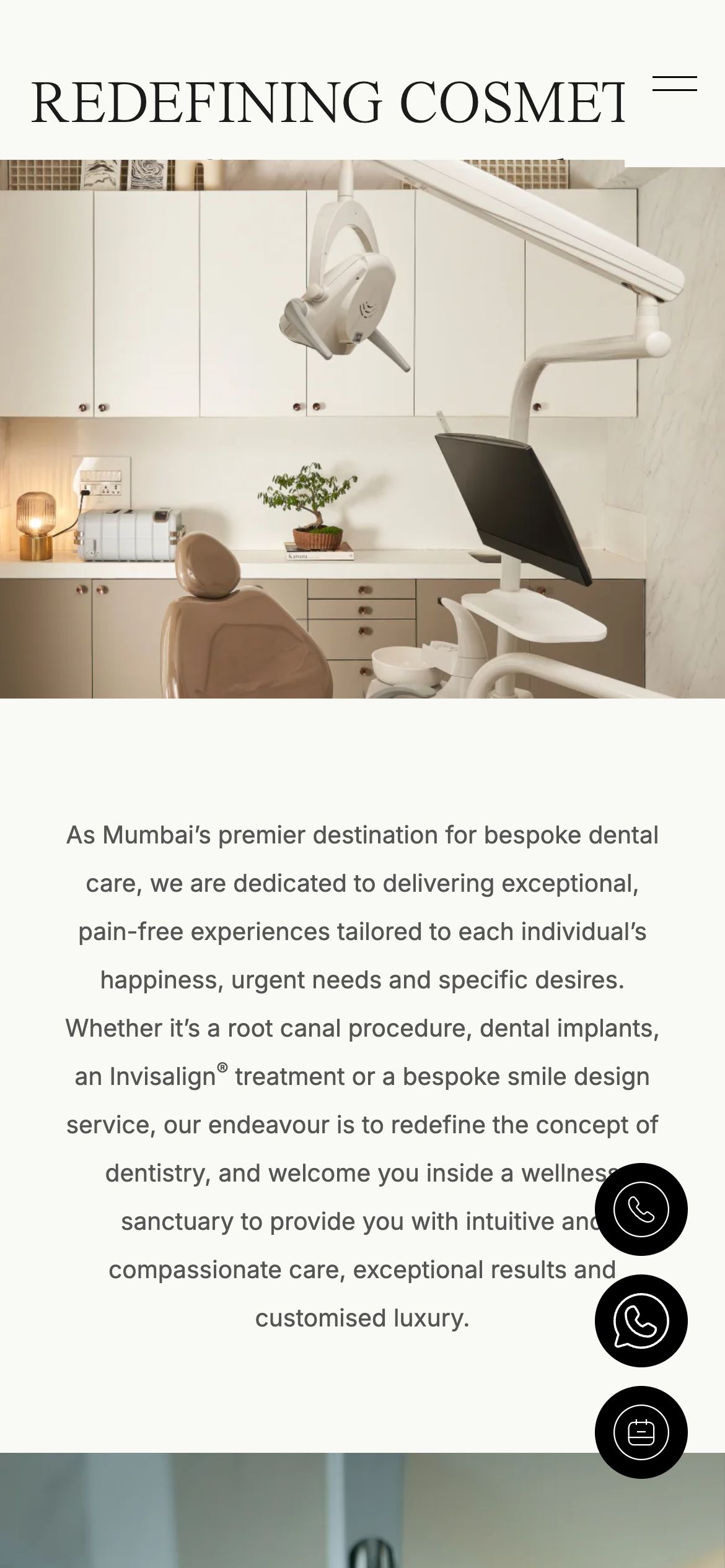 Opal Dental Care Studio About page on mobile