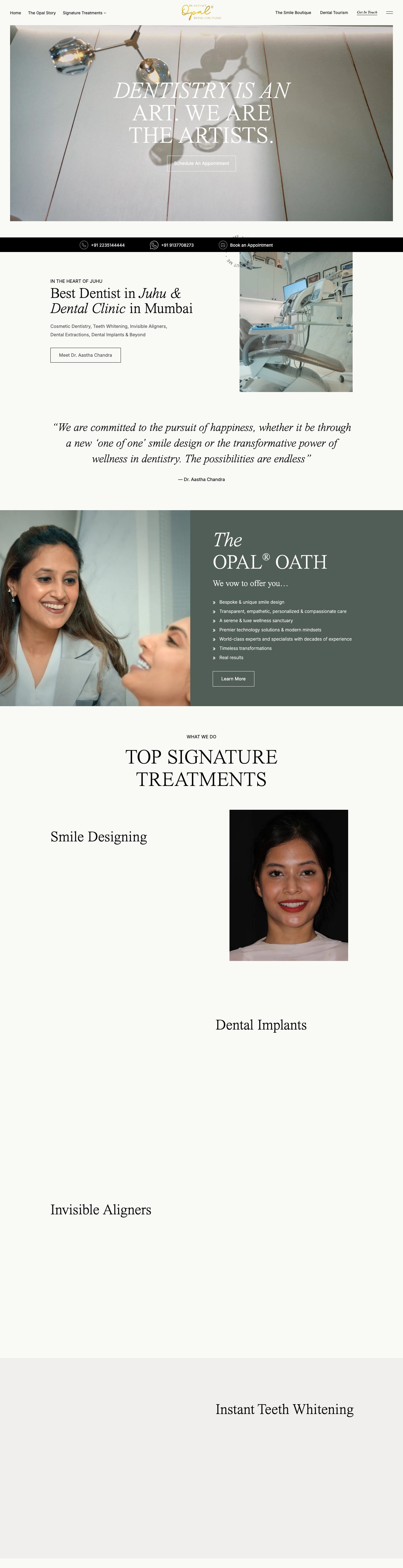 Opal Dental Care Studio full homepage