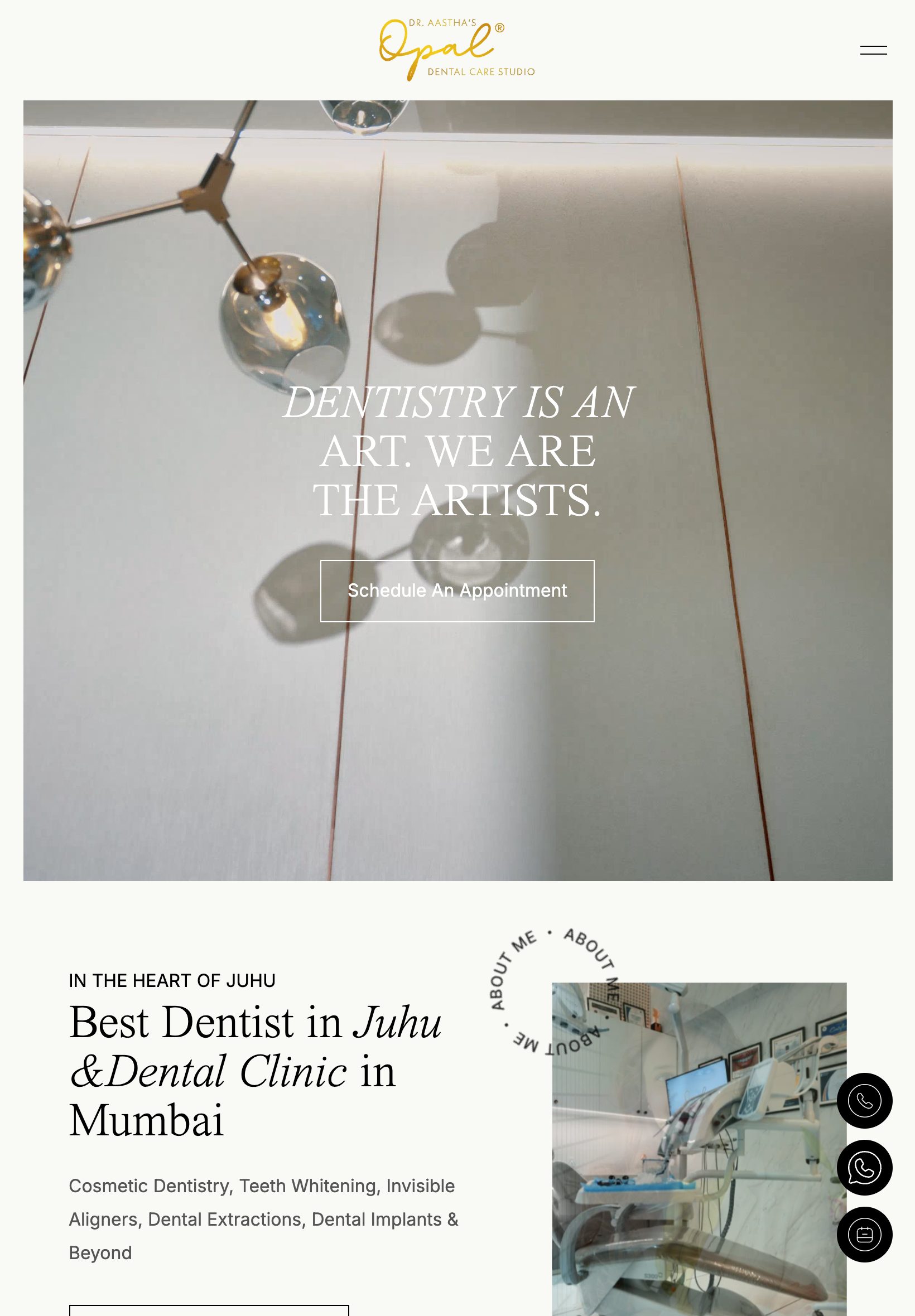 Opal Dental Care Studio website - tablet