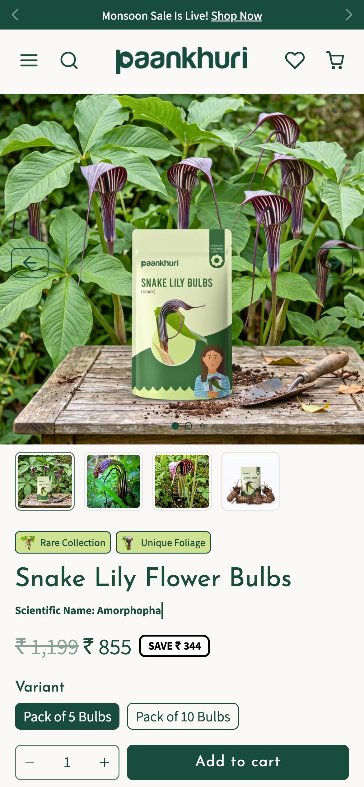 Paankhuri Single product page on mobile