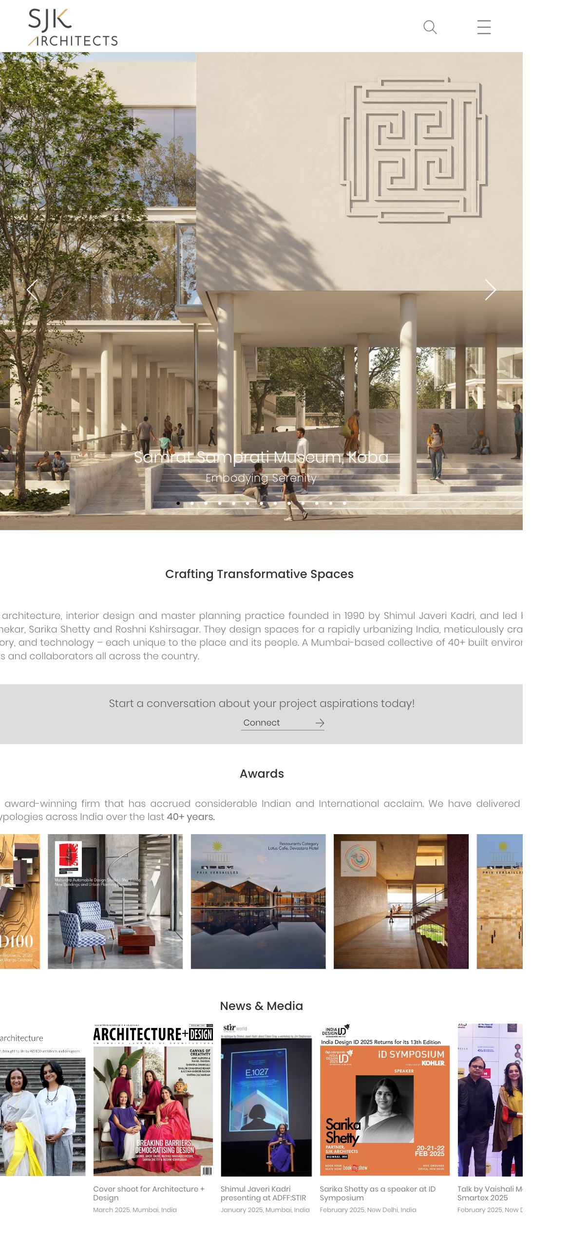 SJK Architects website - mobile