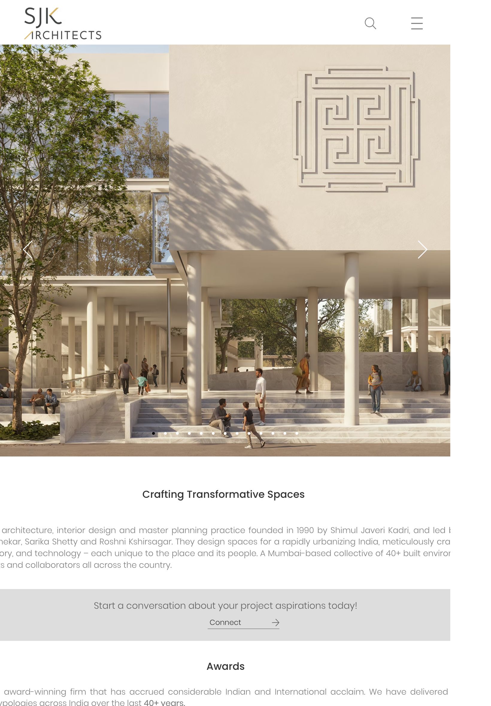 SJK Architects website - tablet
