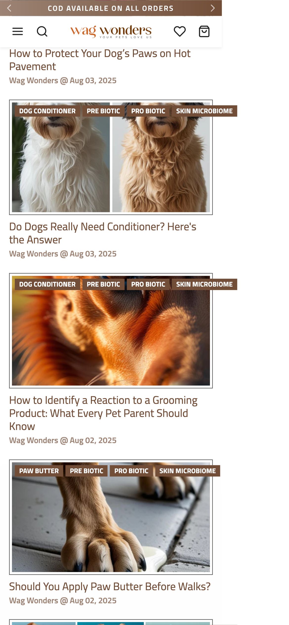 Wag Wonders Blog / articles on mobile