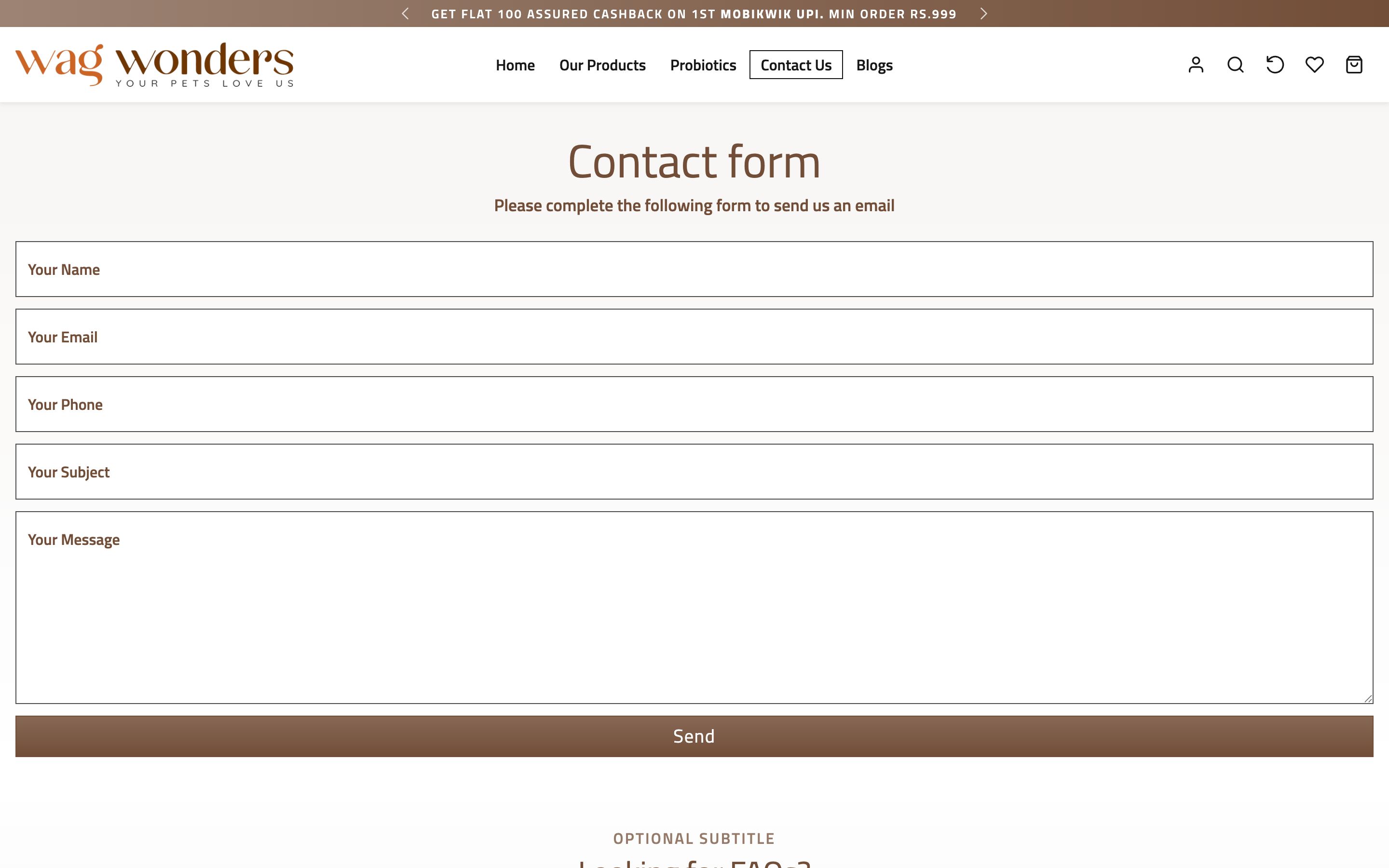 Wag Wonders Contact / booking page