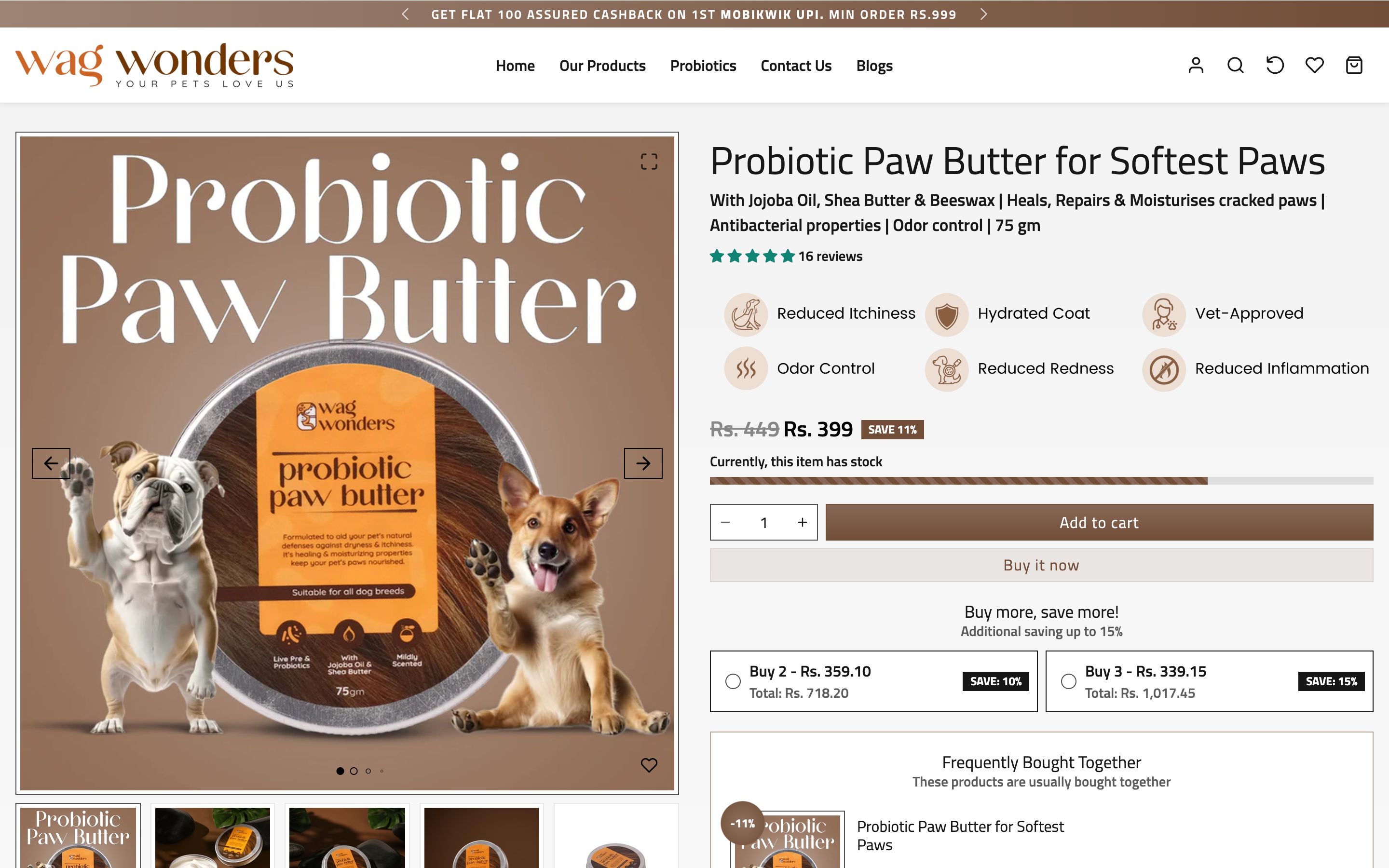 Wag Wonders Single product page