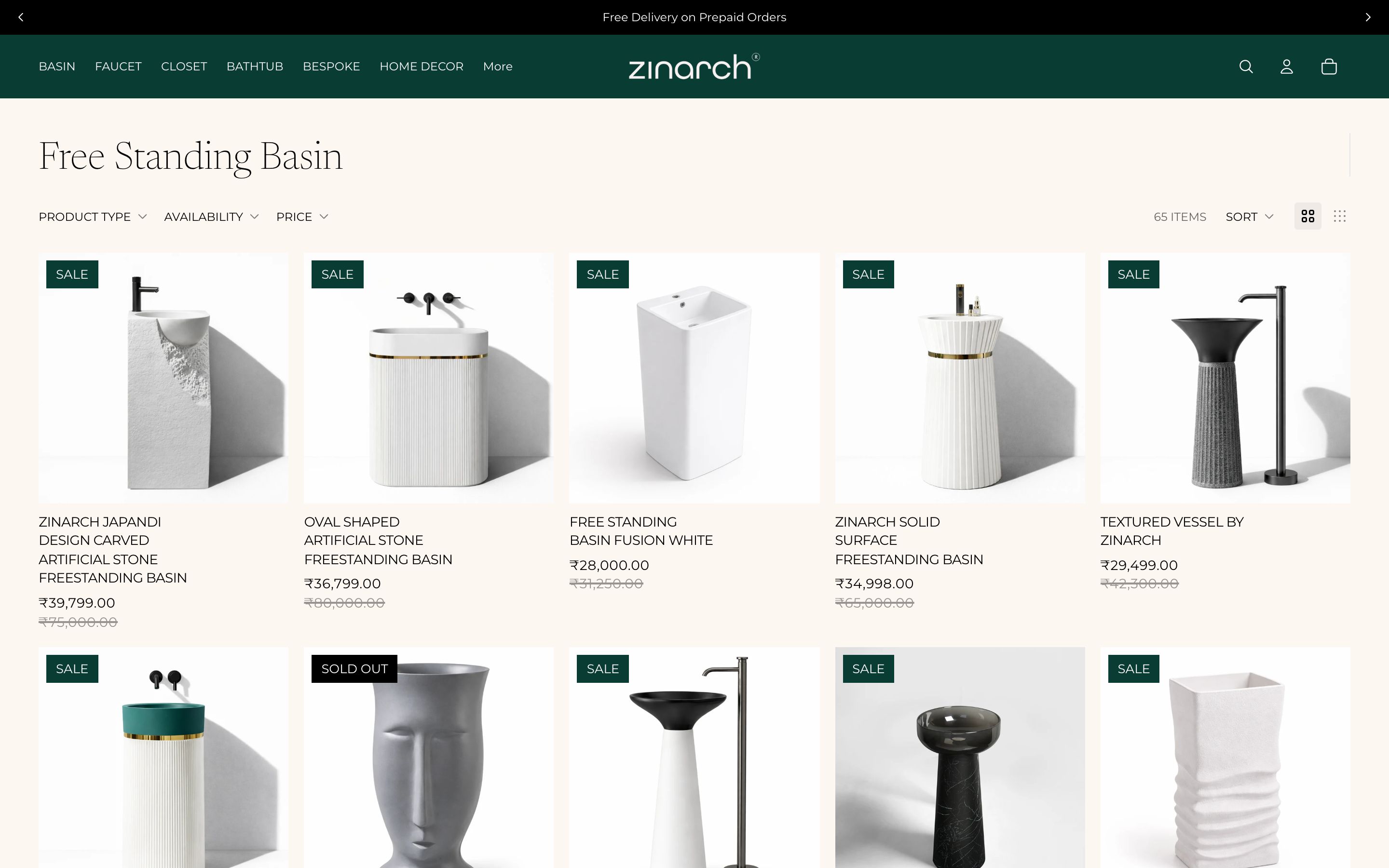 Zinarch Collection page