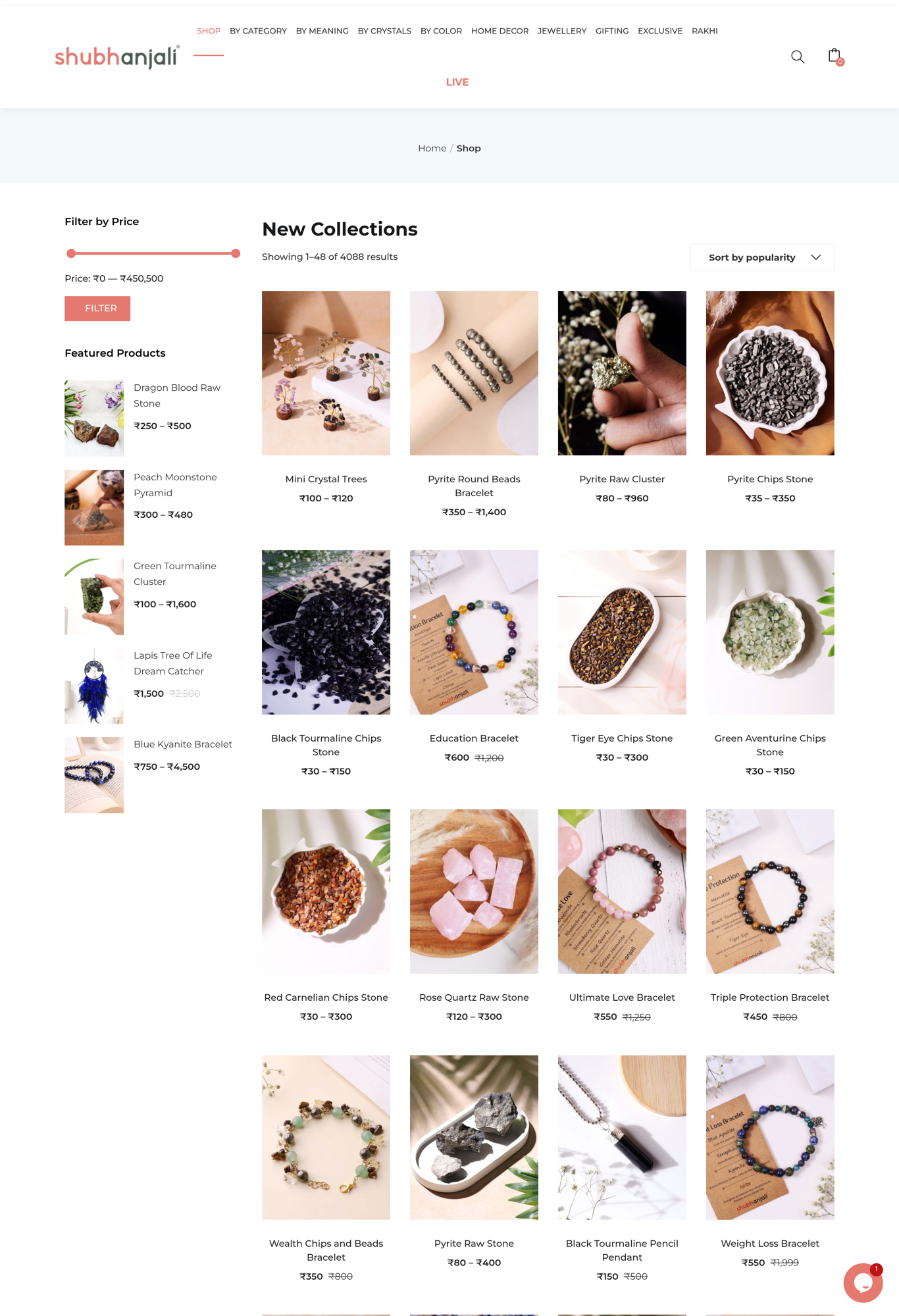 Shop — categories optimised around buyer intent